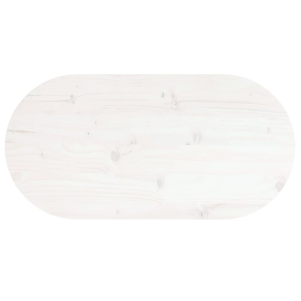 Tischplatte Weiß 70x35x2,5 cm Massivholz Kiefer Oval