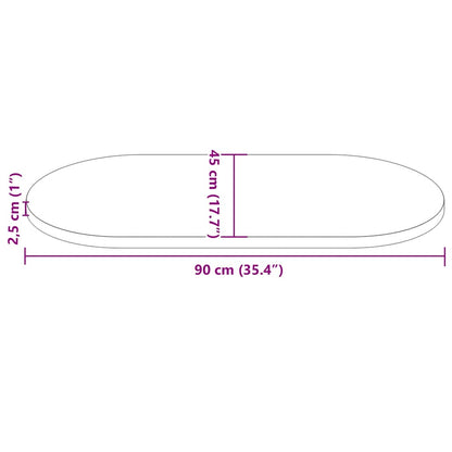 Tischplatte 90x45x2,5 cm Massivholz Kiefer Oval