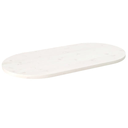 Tischplatte Weiß 90x45x2,5 cm Massivholz Kiefer Oval