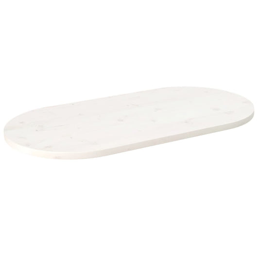 Tischplatte Weiß 90x45x2,5 cm Massivholz Kiefer Oval