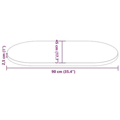 Tischplatte Weiß 90x45x2,5 cm Massivholz Kiefer Oval