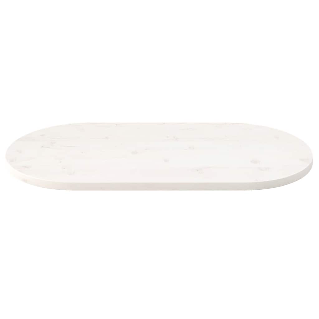 Tischplatte Weiß 100x50x2,5 cm Massivholz Kiefer Oval