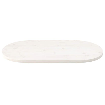 Tischplatte Weiß 100x50x2,5 cm Massivholz Kiefer Oval