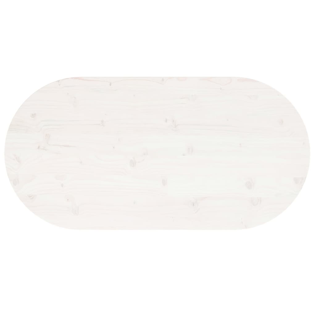 Tischplatte Weiß 100x50x2,5 cm Massivholz Kiefer Oval