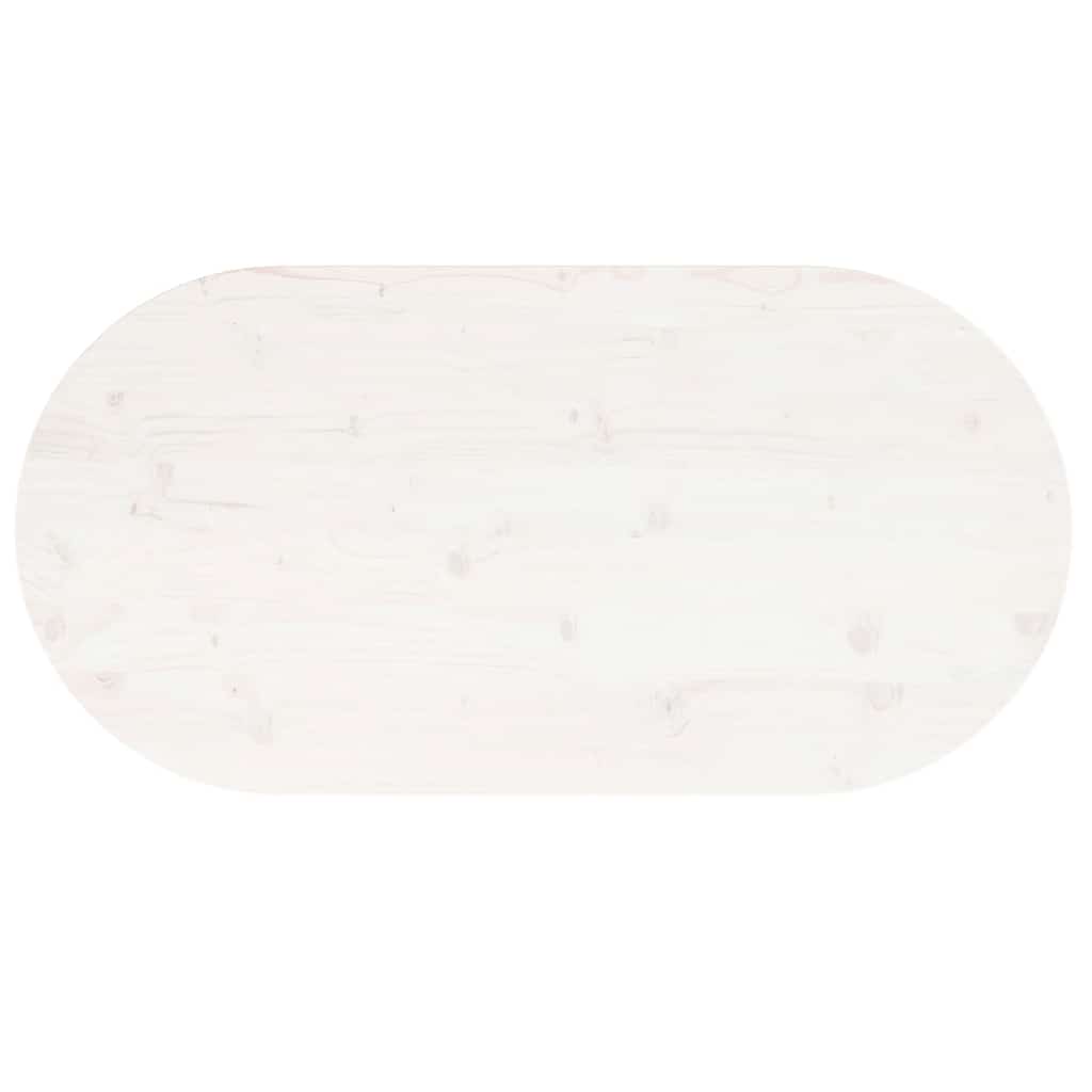 Tischplatte Weiß 100x50x2,5 cm Massivholz Kiefer Oval