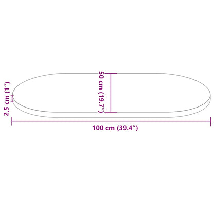 Tischplatte Weiß 100x50x2,5 cm Massivholz Kiefer Oval