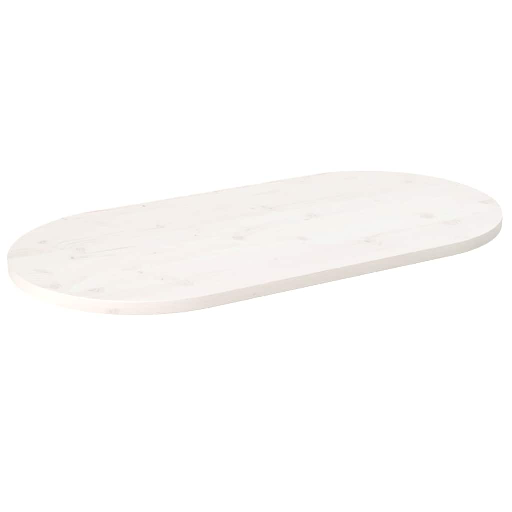 Tischplatte Weiß 110x55x2,5 cm Massivholz Kiefer Oval