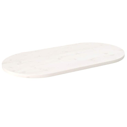 Tischplatte Weiß 110x55x2,5 cm Massivholz Kiefer Oval
