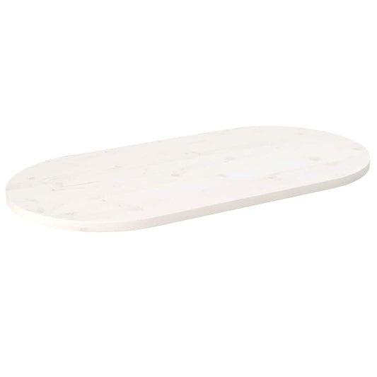 Tischplatte Weiß 110x55x2,5 cm Massivholz Kiefer Oval