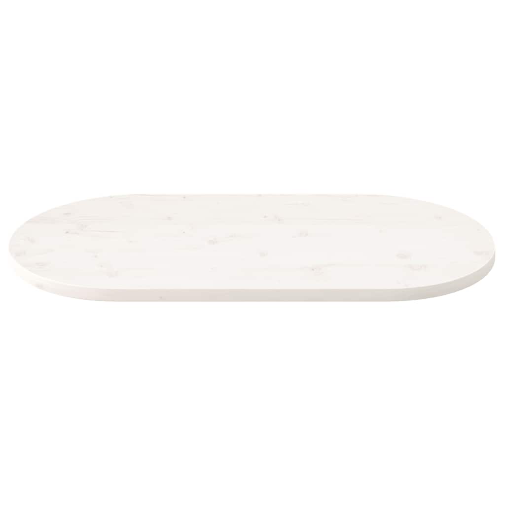 Tischplatte Weiß 110x55x2,5 cm Massivholz Kiefer Oval