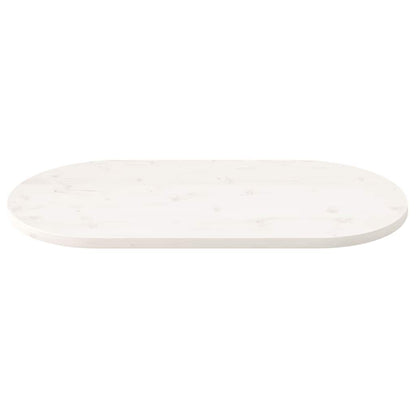 Tischplatte Weiß 110x55x2,5 cm Massivholz Kiefer Oval