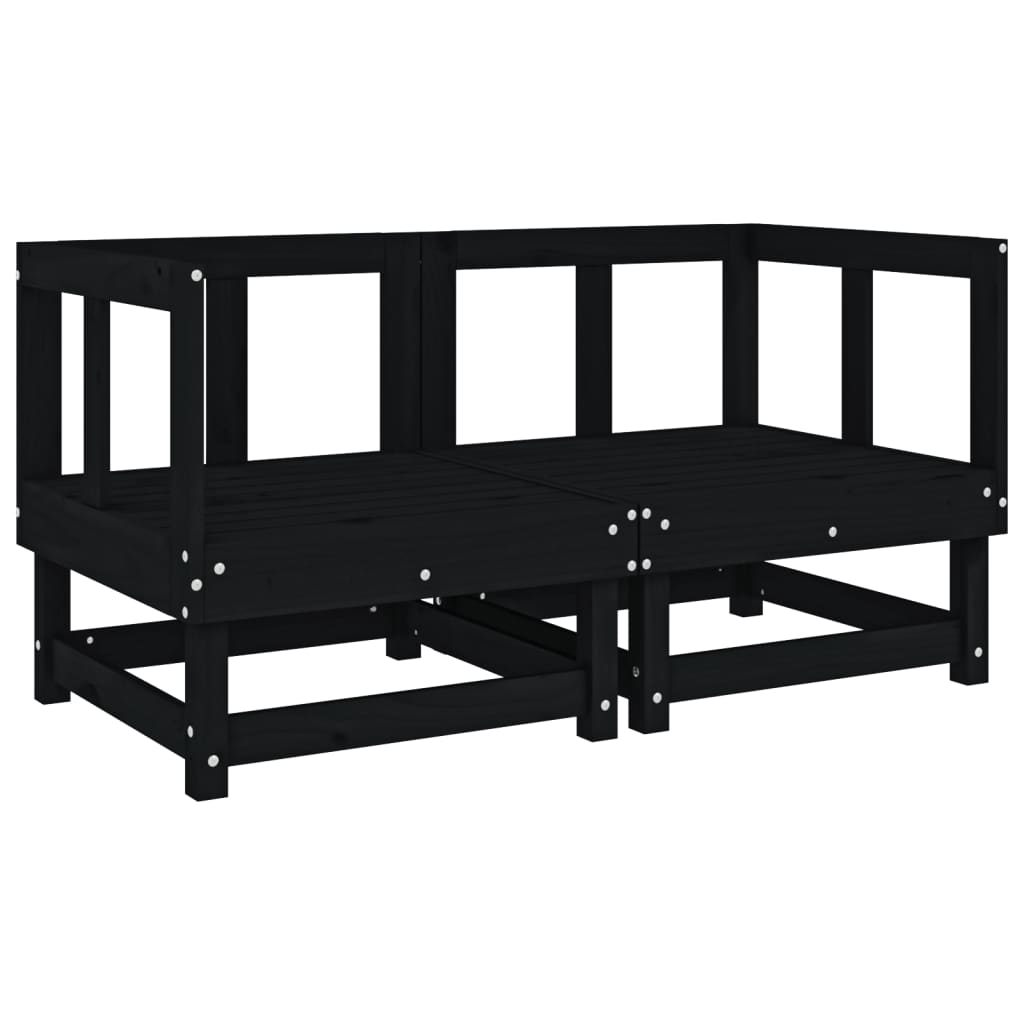 Garten-Ecksofas 2 Stk. Schwarz Massivholz Kiefer