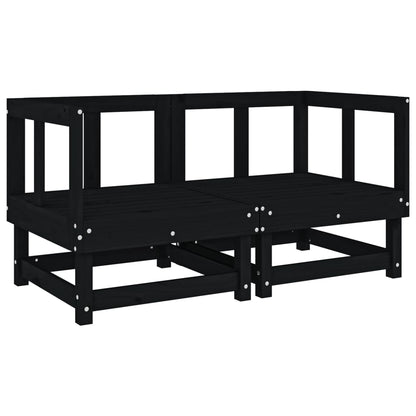 Garten-Ecksofas 2 Stk. Schwarz Massivholz Kiefer