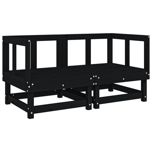 Garten-Ecksofas 2 Stk. Schwarz Massivholz Kiefer