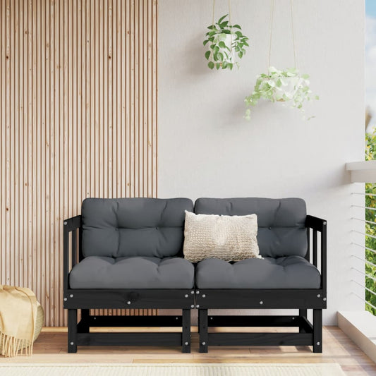 Garten-Ecksofas 2 Stk. Schwarz Massivholz Kiefer