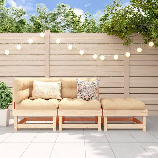 3-tlg. Garten-Lounge-Set Massivholz Kiefer