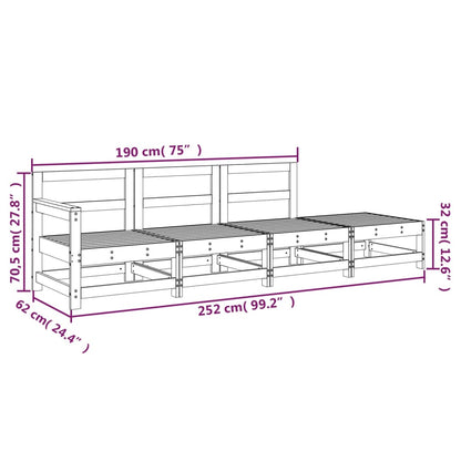 4-tlg. Garten-Lounge-Set Grau Massivholz Kiefer