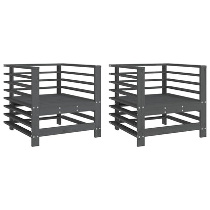 Gartenstühle 2 Stk. Grau Massivholz Kiefer