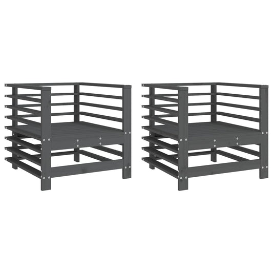 Gartenstühle 2 Stk. Grau Massivholz Kiefer