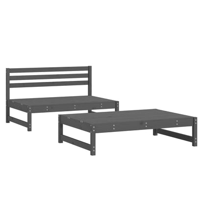 2-delt Have Lounge Sæt Grå Massiv Fyr