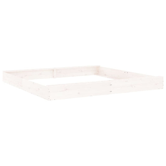 Sandkasten mit Sitzen Weiß Quadratisch Massivholz Kiefer