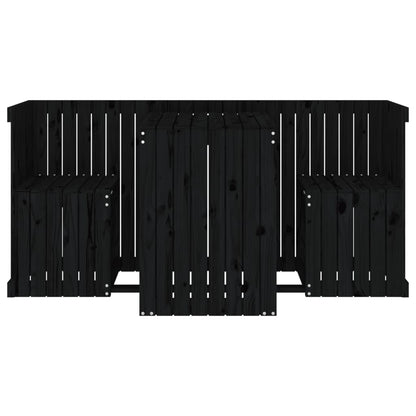 Balkonmöbel-Set 2-Sitzer Schwarz Massivholz Kiefer