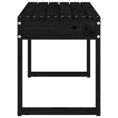 Gartenbank Schwarz 80x38x45 cm Massivholz Kiefer