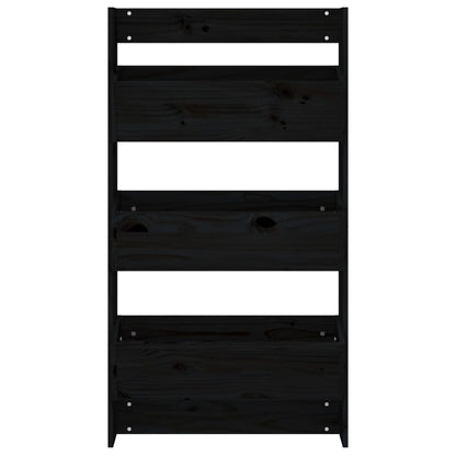 Wand-Pflanzkübel 3 Fächer 60x18,5x110 cm Schwarz Kiefernholz
