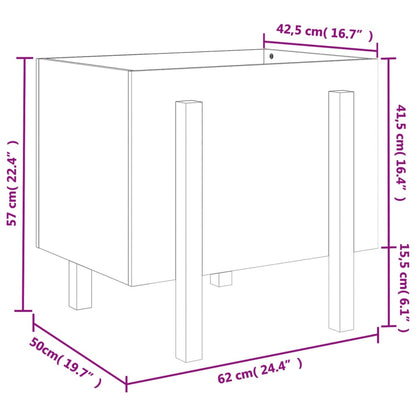 Pflanzkübel Schwarz 62x50x57 cm Massivholz Kiefer