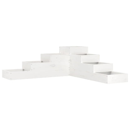 Pflanzentreppe 4 Stufen 106x104,5x36 cm Weiß Massivholz Kiefer