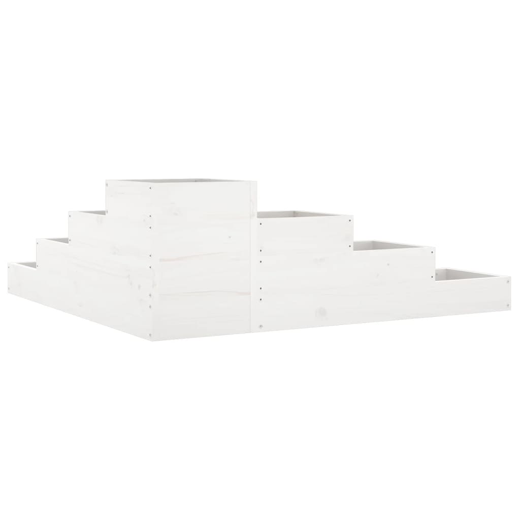 Pflanzentreppe 4 Stufen 106x104,5x36 cm Weiß Massivholz Kiefer