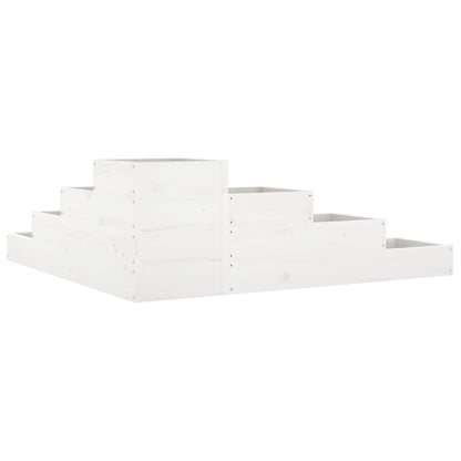 Pflanzentreppe 4 Stufen 106x104,5x36 cm Weiß Massivholz Kiefer