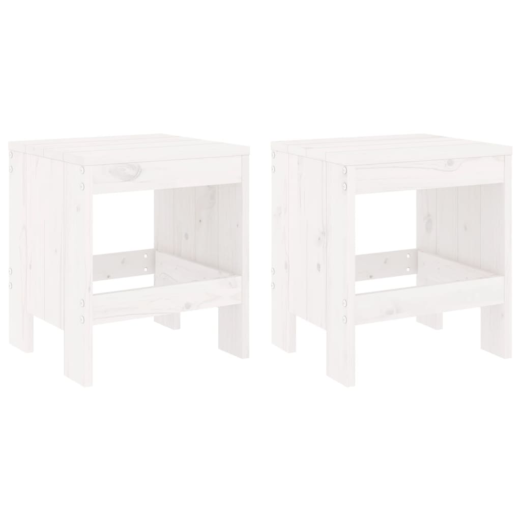 Gartenhocker 2 Stk. Weiß 40x36x45 cm Massivholz Kiefer