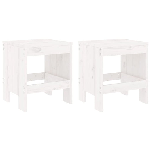 Gartenhocker 2 Stk. Weiß 40x36x45 cm Massivholz Kiefer