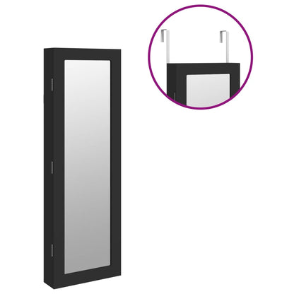Schmuckschrank mit Spiegel Wandmontage Schwarz 30x8,5x90 cm