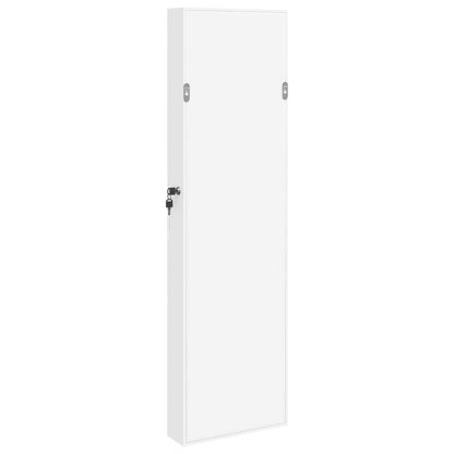 Schmuckschrank mit Spiegel Wandmontage Weiß 30x8,5x106 cm
