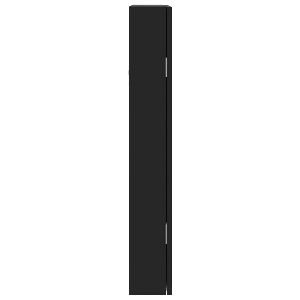 Schmuckschrank mit Spiegel Wandmontage Schwarz 37,5x10x67 cm