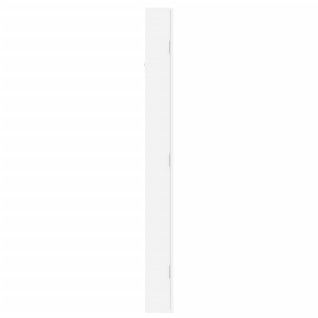 Schmuckschrank mit Spiegel Wandmontage Weiß 37,5x10x106 cm