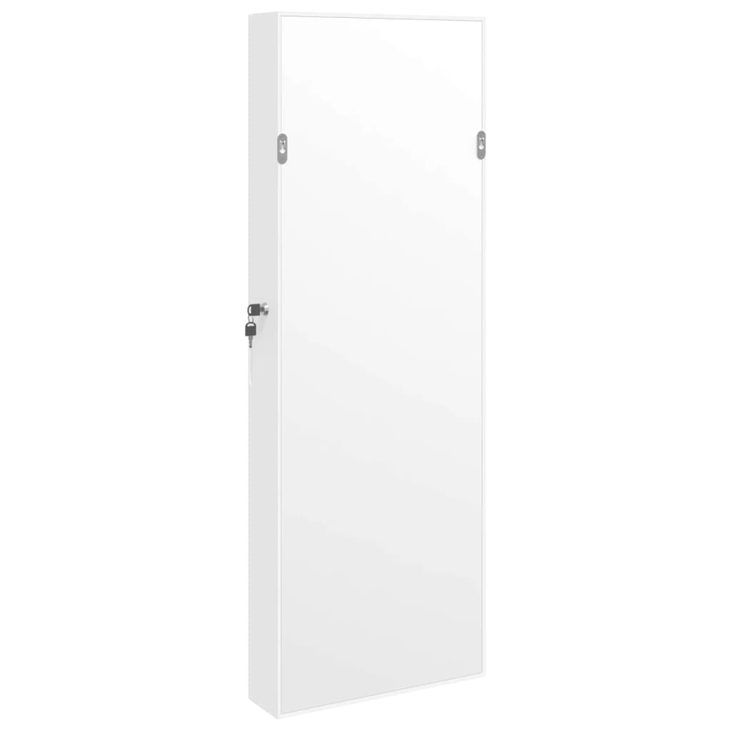 Schmuckschrank mit Spiegel Wandmontage Weiß 37,5x10x106 cm