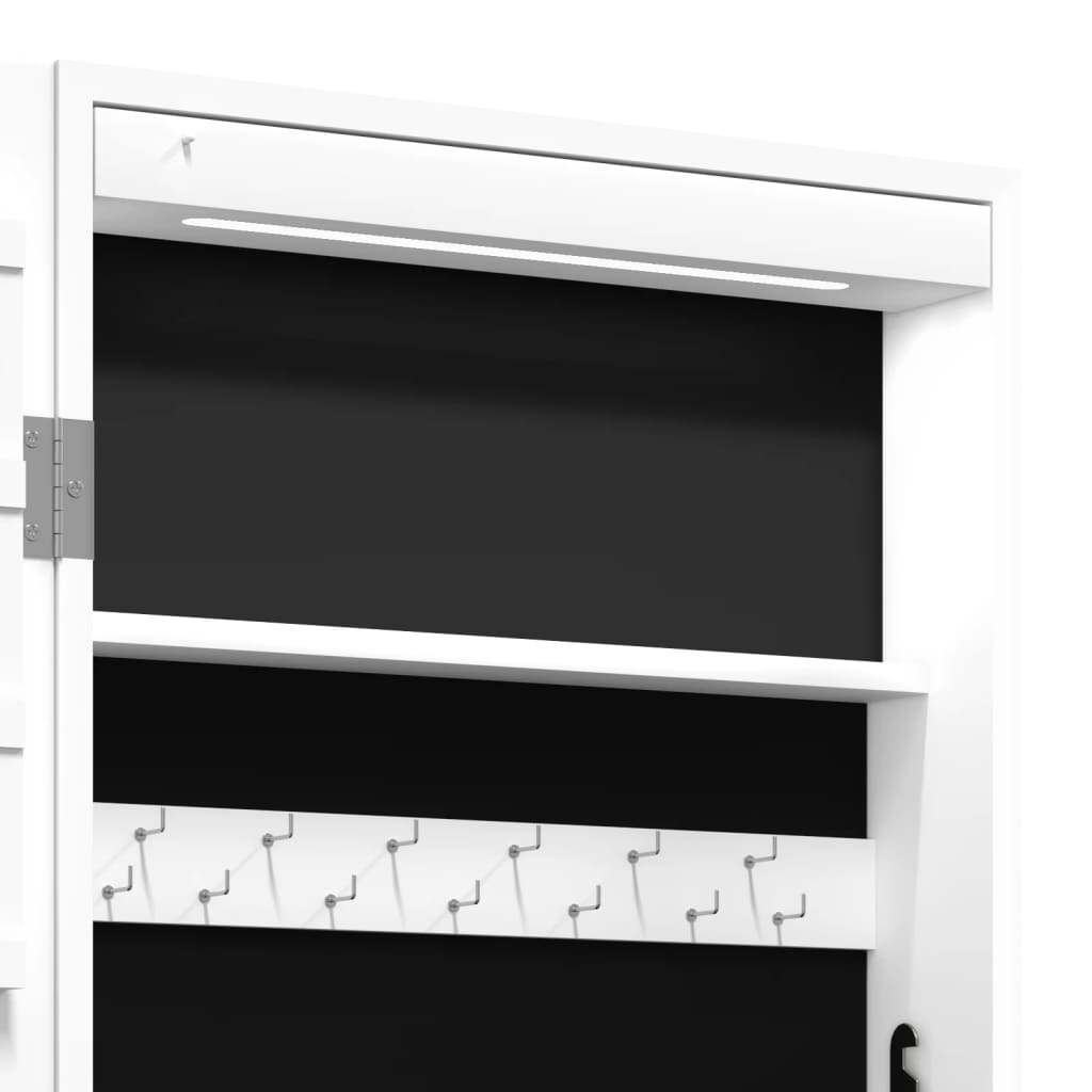 Spiegel-Schmuckschrank mit LED-Beleuchtung Wandmontage Weiß