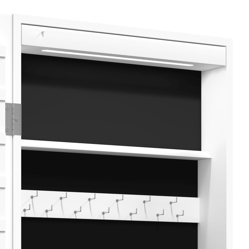 Spiegel-Schmuckschrank mit LED-Beleuchtung Wandmontage Weiß
