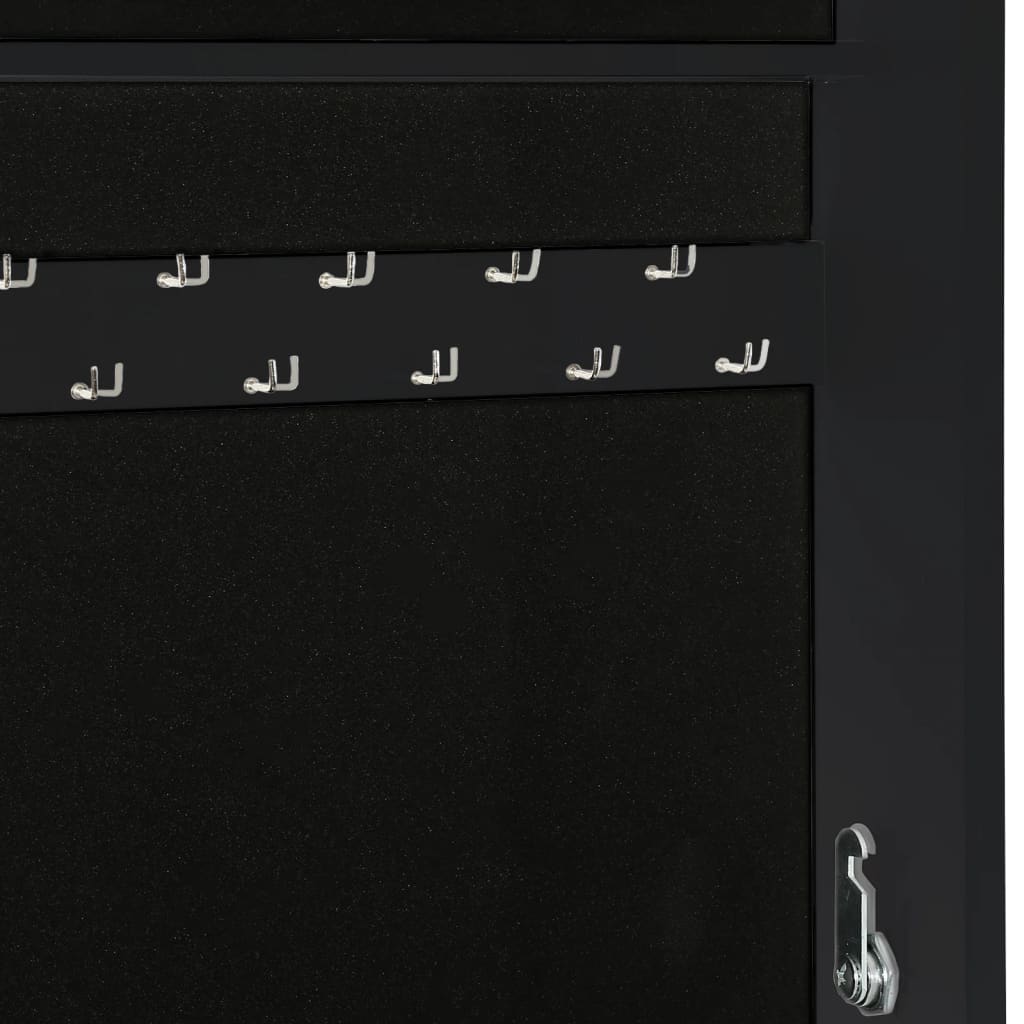 Spiegel-Schmuckschrank Freistehend Schwarz 42x38x152 cm