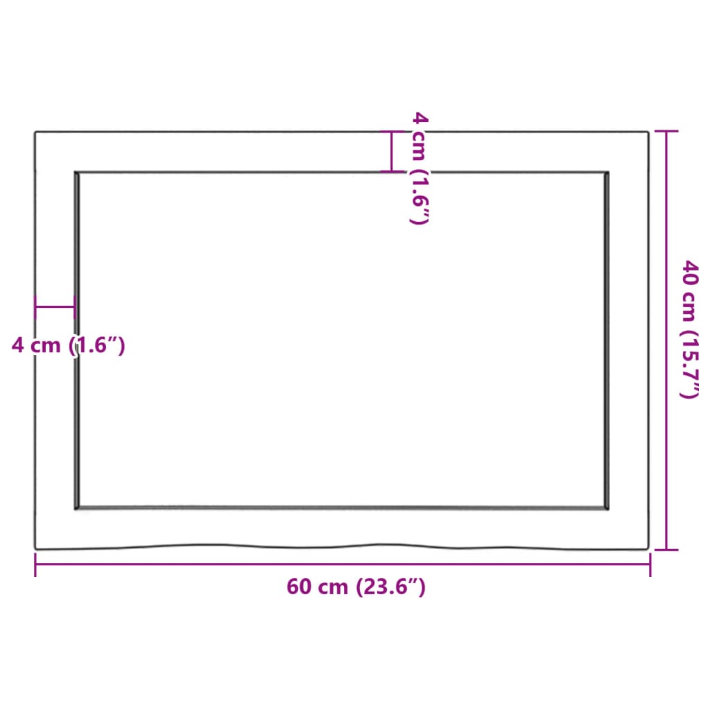 Væghylde 60x40x(2-4) cm massiv eg ubehandlet