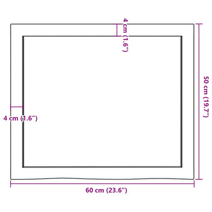 Væghylde 60x50x(2-4) cm massiv eg ubehandlet