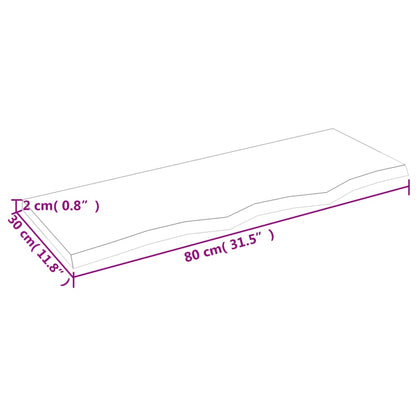 Væghylde 80x30x2 cm massiv eg ubehandlet