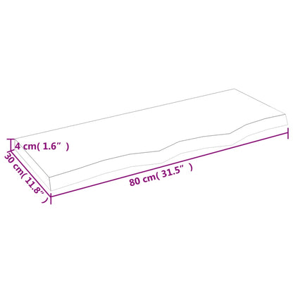 Væghylde 80x30x(2-4) cm massiv eg ubehandlet