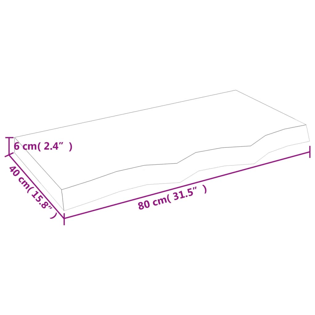 Væghylde 80x40x(2-6) cm massiv eg ubehandlet