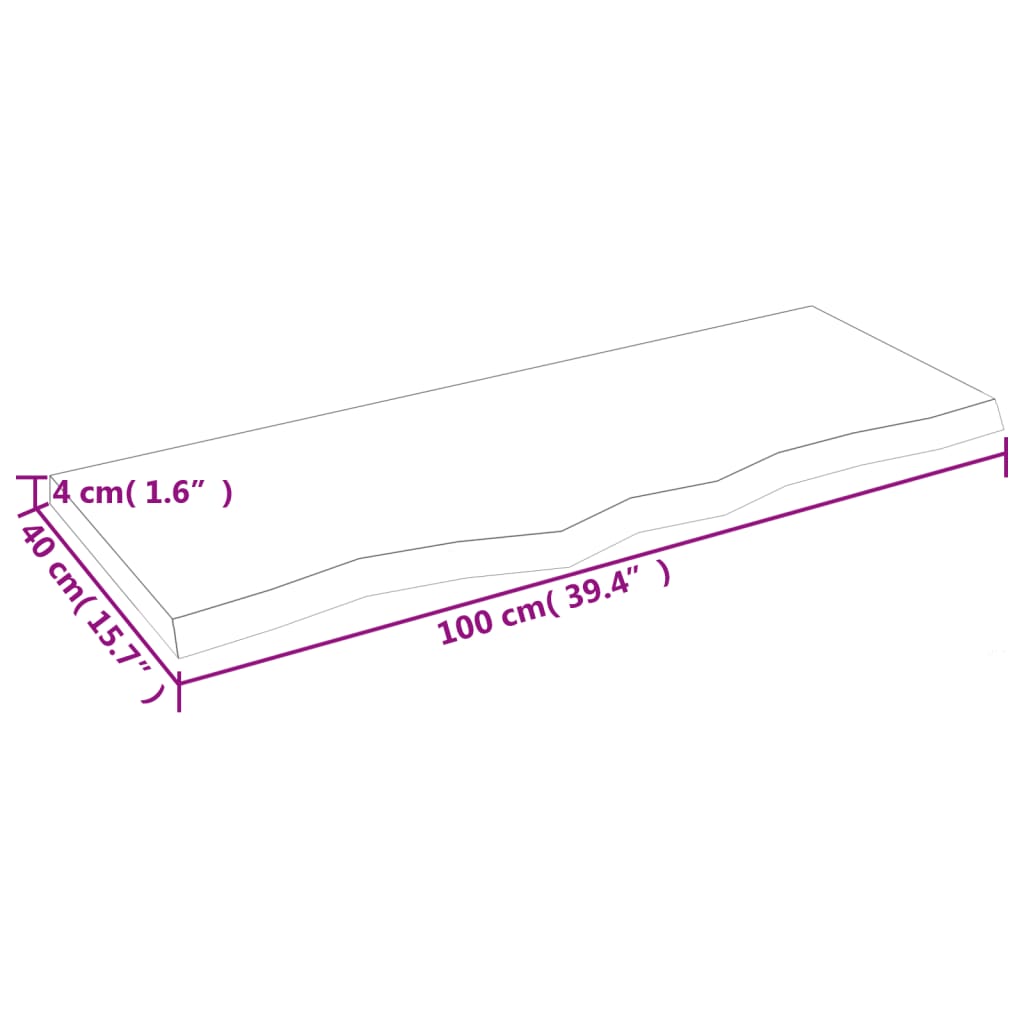 Væghylde 100x40x(2-4) cm massiv eg ubehandlet