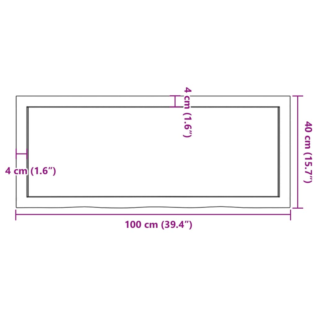 Væghylde 100x40x(2-4) cm massiv eg ubehandlet