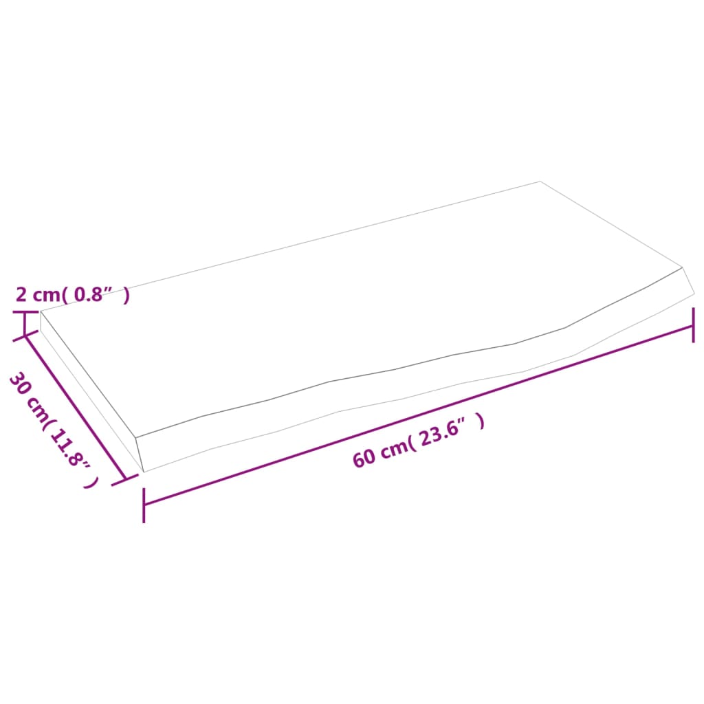 Væghylde Lysebrun 60x30x2 cm Massiv Eg Behandlet